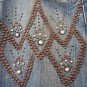 KIPPYS Womens Skirt Jean Denim Mini Distressed Studded Swarovski Crystal LARGE