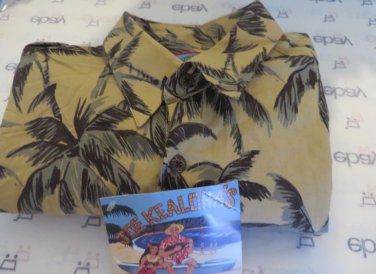 JOE KEALOHA'S REYN SPOONER Shirt Dreamy Palms Khaki MEDIUM NWT Long Sleeve