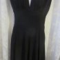 NORMA KAMALI Black Dress LARGE Empire Full Skirt Swing Style Deep V