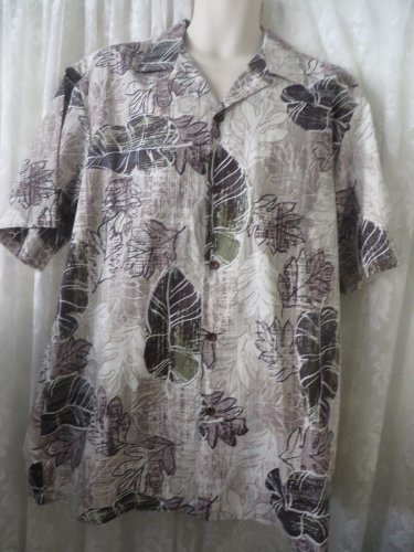 RJCHawaiian Button From Shirt XL NEW Reverse Print Pocket Tropical Leaf