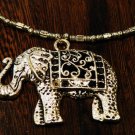 Silver elephant simple choker necklace