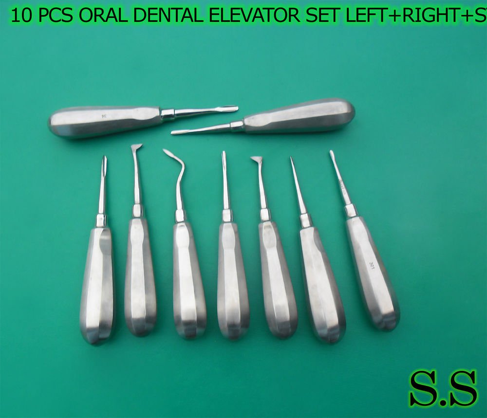 10 PCS ORAL DENTAL ELEVATOR SURGICAL INSTRUMENTS SET LEFT+RIGHT+STR