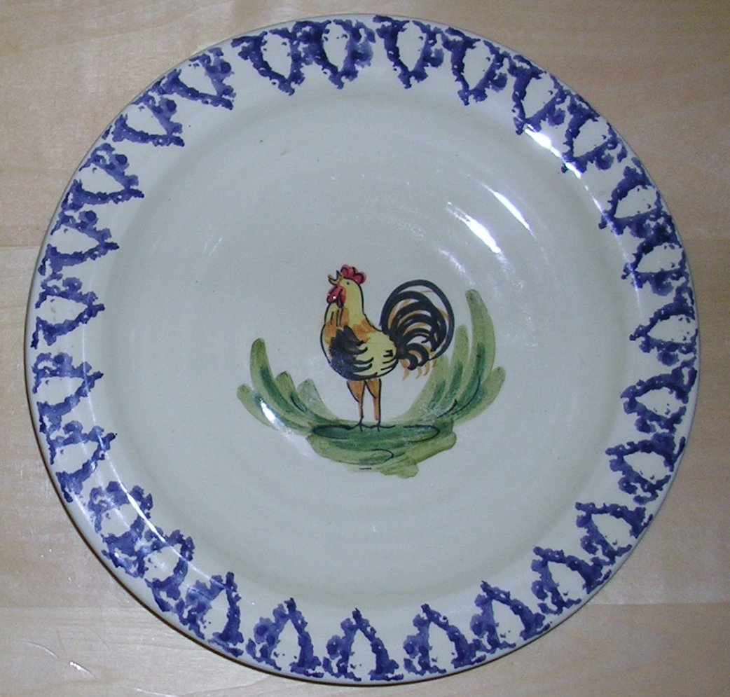 Ceramiche Virginia Italy Rustic Rooster Dinner Plate, Price Includes S&H