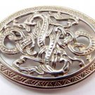 Sterling Silver Ornate Mythological Celtic Scandinavian Serpent Pin