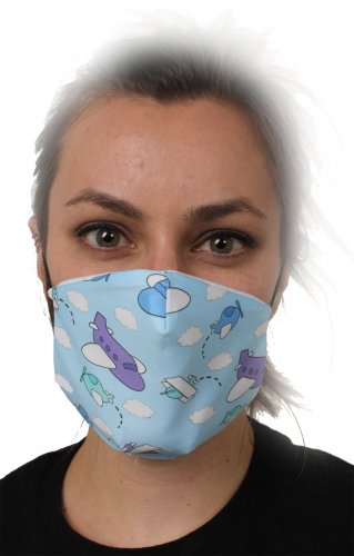 Fun Blue Airplane Face Mask/ Face Guard Washable