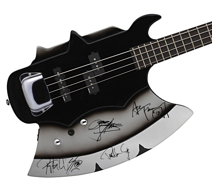 Kiss Autographed Signed Gene Simmons Cort Axe Bass Guitar Ace Frehley ...