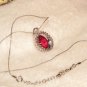 Stunning Oval Faceted Ruby & Diamond Crystal 9.25 Pendant & Necklace