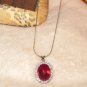 Stunning Oval Faceted Ruby & Diamond Crystal 9.25 Pendant & Necklace