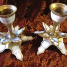 Brass Candlesticks With Mother Of Pearl Inlay