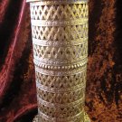 Lovely Tall Pierced Brass Candle Holder With Ornate Lid