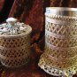 Lovely Tall Pierced Brass Candle Holder With Ornate Lid