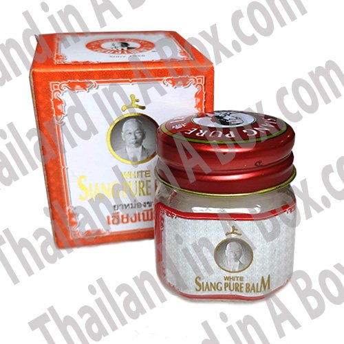 Siang Pure White Balm Ointment Muscalar Aches Paints Herbal Rub Headache Pain Relief 12 g.