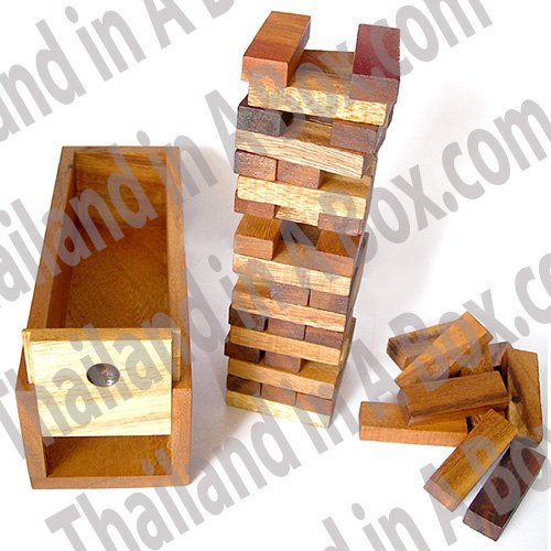 Stack and Fall Wood Tumbling Tower Stacking Game Travel Set