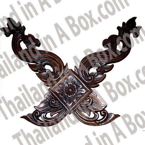 Thai Ka-Lear Lanna Art Roof Piece Wood Carving Wall Decor