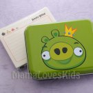 Angry Birds paper memo pad with Tin Box stationery kids gifts (Green)
