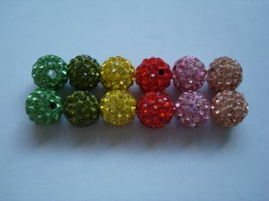10mm 60pcs mixture colors rhinestone polymer clay beads,pave disco ball loose beads