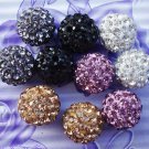 10mm 50pcs mixture colors rhinestone polymer clay shamballa wedding beads,pave disco ball