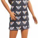 Barbie Fashionistas Doll with Long Brunette Hair Wearing Mouse-Print Dress,...
