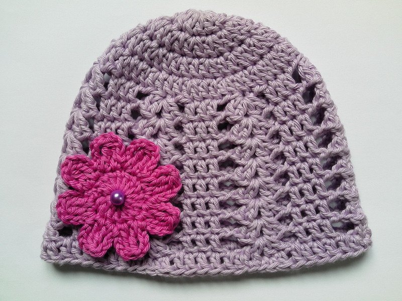 Crochet Baby Hat, Summer, 100% Cotton