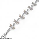 7.5" POLISHED Italian .925 Sterling Silver WHITE OPAL DRAGONFLY BRACELET
