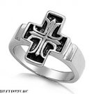 19MM MEN'S BIKER GOTHIC CATHOLIC CROSS STAINLESS STEEL SILVER RING SIZE 8-13