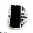 25MM STERLING SILVER AUGUST BLACK ONYX LARGE BIRTHSTONE EMERALD RING SIZE 6-10