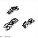 BLACK ONYX RIBBON TWIST, Marcasite Silver Rim Earrings and Pendant Jewelry Set