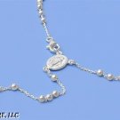 3mm Catholic Italian Sterling Silver Rosary Bead 18mm Cross (24in) Length