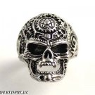 28MM BIKERS SKULL FIVE POINT STAR PENTAGRAM STAINLESS STEEL SILVER RING 10-14