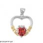 21MM .925 STERLING SILVER GARNET CLADDAGH PENDANT