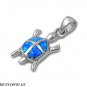 17MM .925 STERLING SILVER BLUE LAB OPAL TURTLE PENDANT