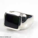14MM STERLING SILVER AUGUST BLACK ONYX BIRTHSTONE RECTANGULAR RING SIZE 8-13