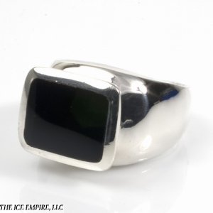 14MM STERLING SILVER AUGUST BLACK ONYX BIRTHSTONE RECTANGULAR RING SIZE 8-13