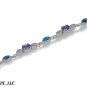 7" POLISHED .925 Sterling Silver BLUE LAB OPAL BRACELET W/ AMETHYST ACCENT