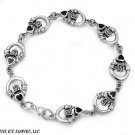 Italian .925 Sterling Silver BLACK ONYX Claddagh LINK CHAIN BRACELET- 7.5 inches