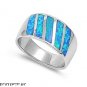 12MM .925 Sterling Silver BLUE OPAL ON A DESIGNER RING BAND SIZES 5-10