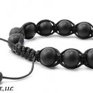 10mm BLACK ONYX MATTE Stones Disco Balls with GOLDEN RUTILATED QUARTZ Bracelet