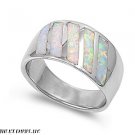 12MM Sterling Silver OCTOBER RAINBOW FIRE WHITE OPAL SPARKLE BIRTHSTONE Ring