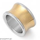 3-Tone ( Steel and Yellow Gold Plated) Stainless Steel Ring Size 7-11