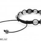 8mm FROSTED WHITE & DARK GRAY Crystals Stones Disco Balls Bracelet