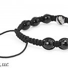 8mm Shiny FACET ONYX, BLACK & WHITE CRYSTALS Disco Balls Bracelet