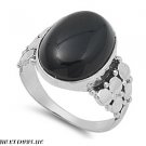 16MM Sterling Silver AUGUST BLACK ONYX BIRTHSTONE OVAL ROUND Ring 6-9