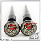A PAIR OF LOVE KILLS HEART SKULL STRETCHER FAKE/CHEATER EAR PLUGS 0g Look-EP035