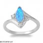 13MM Sterling Silver MARQUISE BLUE OPAL W/ CLEAR CZ ACCENT ON DESIGNER BAND 5-9