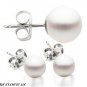 8MM .925 Sterling Silver Pearl White Freshwater Cultured Button Pearl Earrings