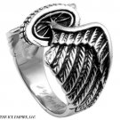 MEN'S 316L STAINLESS STEEL WHEELED WING RING SIZE9-15 R358