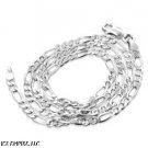 Diamond-Cut 3mm Wide Sterling Silver 26" Figaro Chain Necklace Italian Made