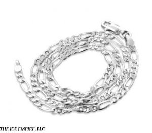 Diamond-Cut 3mm Wide Sterling Silver 26" Figaro Chain Necklace Italian Made