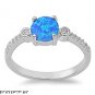 7MM Sterling Silver BLUE OPAL BIRTHSTONE W/ CLEAR CZ ON A CHANNEL SET BAND Ring