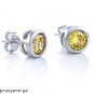 8MM 2.00CTW CANARY YELLOW STONE STERLING SILVER BEVEL RIM BASKET CZ STUD EARRING